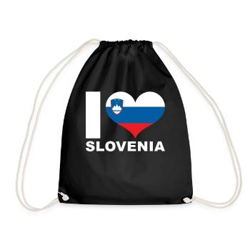 I love Slovenia heart flag Slovenia - Drawstring Bag - black - Front