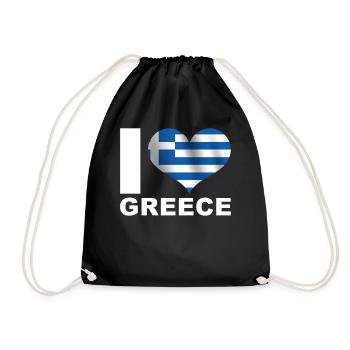 I love Greece heart flag Greece - Drawstring Bag - black - Front
