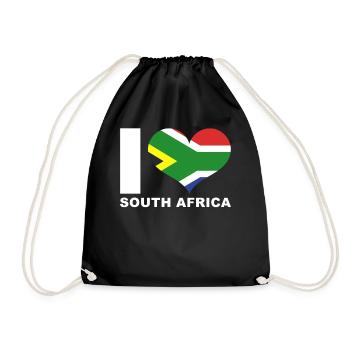 I love South Africa heart flag South Africa - Drawstring Bag - black - Front