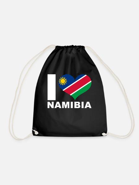 Ich liebe Namibia Herz Flagge Namibia - Turnbeutel - Schwarz
