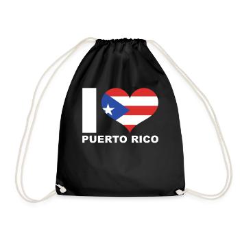 I love Puerto Rico heart flag Puerto Rico - Drawstring Bag - black - Front