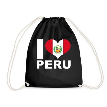 Ich liebe Peru Herz Flagge Peru - Turnbeutel - Schwarz - Vorne