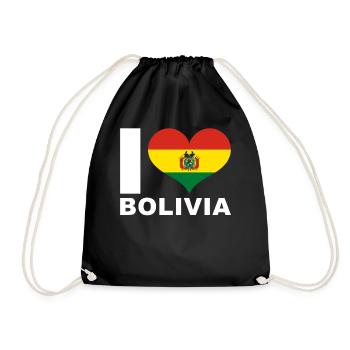 Ich liebe Bolivien Herz Flagge Bolivien - Turnbeutel - Schwarz - Vorne