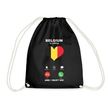Belgien is calling Belgien Herz Souvenir - Turnbeutel - Schwarz - Vorne