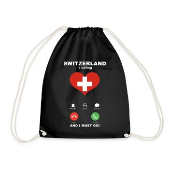 Schweiz is calling Schweiz Herz Souvenir - Turnbeutel - Schwarz - Vorne