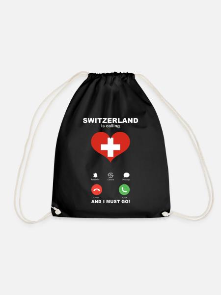 Schweiz is calling Schweiz Herz Souvenir - Turnbeutel - Schwarz