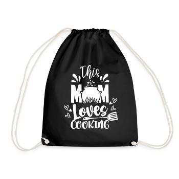 This mother loves cooking chef mama cook - Drawstring Bag - black - Front