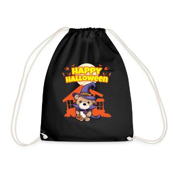 Happy Halloween Scary Funny Hallow's Eve Costume - Drawstring Bag - black - Front