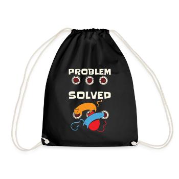 Problem Solution Cat Feline Cat Owner Pet - Drawstring Bag - black - Front