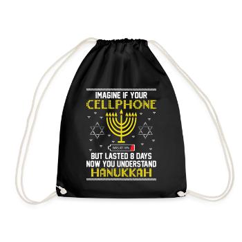 Hanukkah Jewish Ugly Christmas - Happy Hanukkah - Turnbeutel - Schwarz - Vorne
