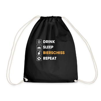Eat Sleep Bierschiss Repeat Bier Biertrinker - Turnbeutel - Schwarz - Vorne