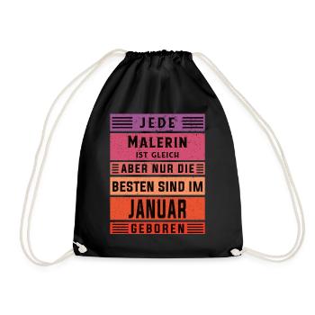 Lackierer-Anstreicher Geburtstag Januar geboren - Turnbeutel - Schwarz - Vorne