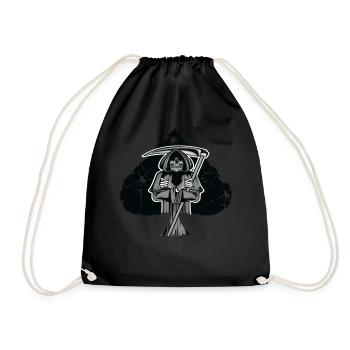Skelett Totenkopf Schwarz - Turnbeutel - Schwarz - Vorne