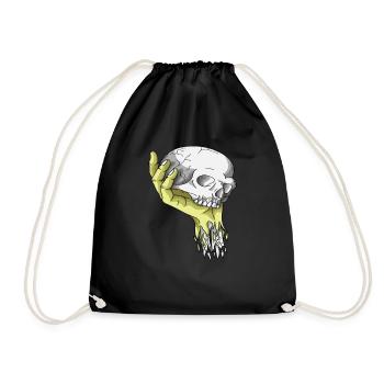 Skelett Totenkopf Schwarz - Turnbeutel - Schwarz - Vorne