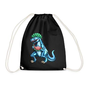 Tyrannosaurus Rex loves watermelon fruit outfit - Drawstring Bag - black - Front