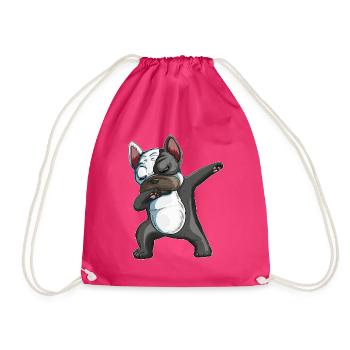 Dabbing Französische Bulldoge Hunde Dab Haustier - Turnbeutel - Fuchsia - Vorne
