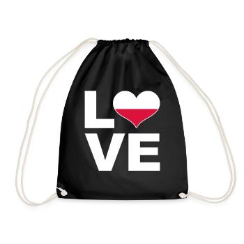 I love Poland heart flag Poland - Drawstring Bag - black - Front