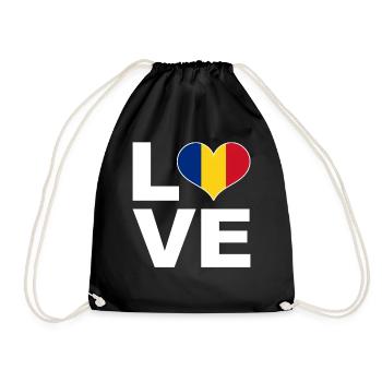 I love Romania heart flag Romania - Drawstring Bag - black - Front
