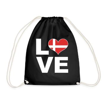 J’aime le drapeau du cœur du Danemark - Sac de sport léger - noir - Devant