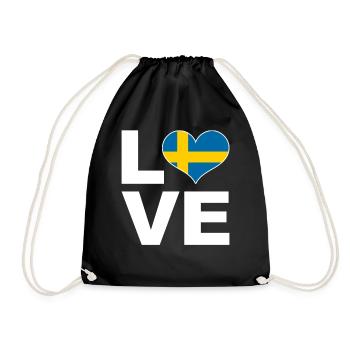Ich liebe Schweden Herz Flagge Schweden - Turnbeutel - Schwarz - Vorne