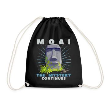 Moai, Steinköpfe, Osterinsel Rapa-Nui - Turnbeutel - Schwarz - Vorne