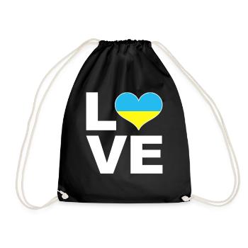 I love Ukraine heart flag Ukraine - Drawstring Bag - black - Front