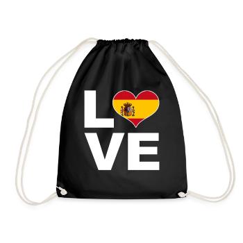 I love Spain heart flag Spain - Drawstring Bag - black - Front