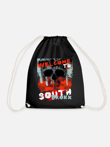 Vintage-Design New York-Bronx mit Totenkopf - Turnbeutel - Schwarz
