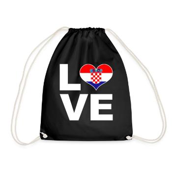 I love Croatia heart flag Croatia - Drawstring Bag - black - Front