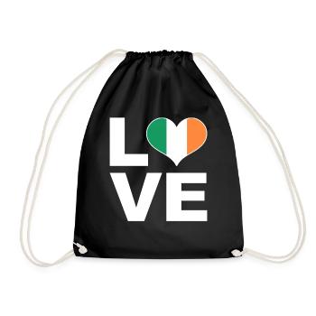 I love Ireland heart flag Ireland - Drawstring Bag - black - Front