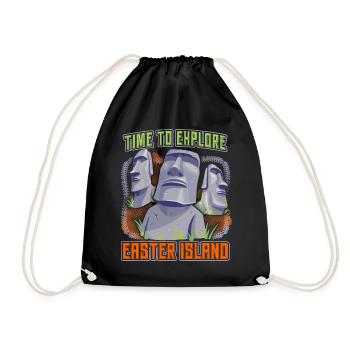 Stone Heads, Moai, Easter Island Rapa-Nui - Drawstring Bag - black - Front