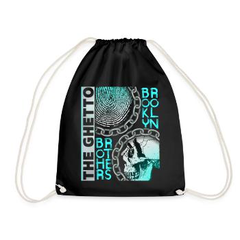 Vintage Design New York Brooklyn with Skull - Drawstring Bag - black - Front