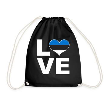 I love Estonia heart flag Estonia - Drawstring Bag - black - Front