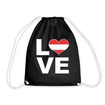 I love Austria Heart Flag Austria - Drawstring Bag - black - Front