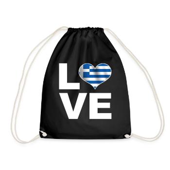 I love Greece heart flag Greece - Drawstring Bag - black - Front