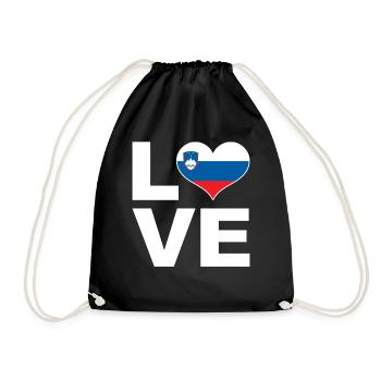 I love Slovenia heart flag Slovenia - Drawstring Bag - black - Front