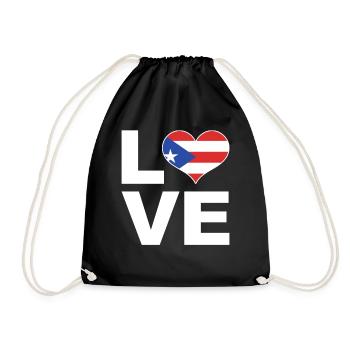 I love Puerto Rico heart flag Puerto Rico - Drawstring Bag - black - Front