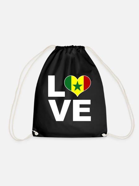 J’adore le drapeau du cœur du Sénégal Sénégal - Sac de sport léger - noir