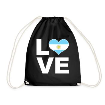 I love Argentina heart flag Argentina - Drawstring Bag - black - Front