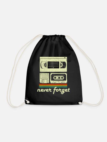 80er 90er Never Forget Retro Tech Party Outfit - Turnbeutel - Schwarz