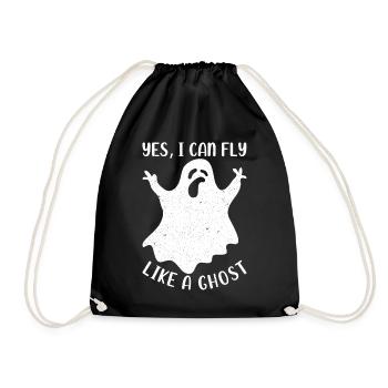 Funny ghost I Yes I can fly like a ghost - Drawstring Bag - black - Front