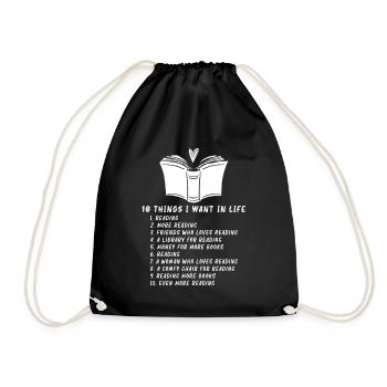 Reading Book Literature Bookworm Learning - Turnbeutel - Schwarz - Vorne