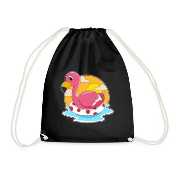 Flamingo Schwimmen Schwimmring Sommer - Turnbeutel - Schwarz - Vorne