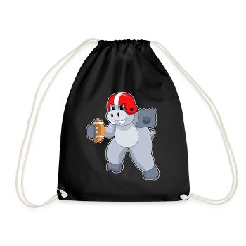 Nilpferd American Football Sport - Turnbeutel - Schwarz - Vorne