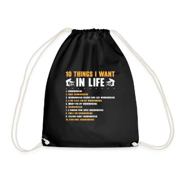 Woodworking Craftsman Woodworker Carpenter - Drawstring Bag - black - Front