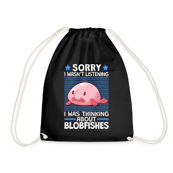 Thought of blobfish ugly fish memes - Drawstring Bag - black - Front