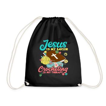 Crochet Jesus - Drawstring Bag - black - Front