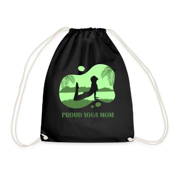 Proud Yoga Mother Mama Hobby Mommy - Drawstring Bag - black - Front