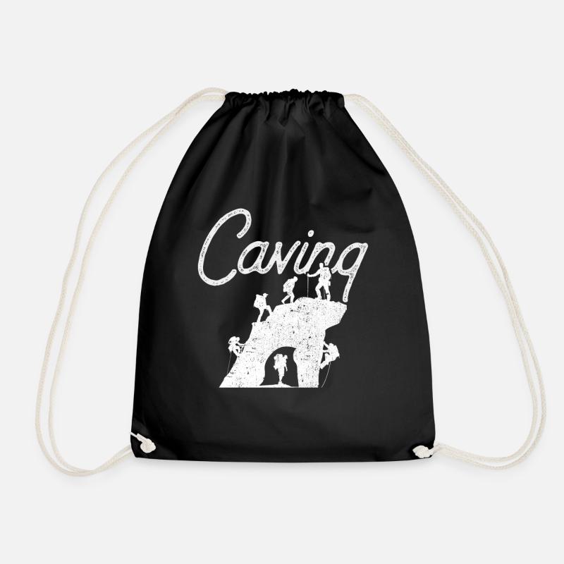 Caving Cave Caving Cave Cave Hiking - Drawstring Bag - black