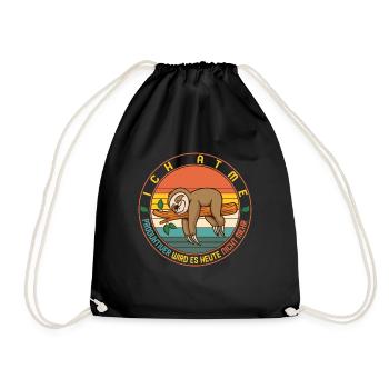 Schlaf-Shirt, lustiges Faultier, ich atme - Drawstring Bag - black - Front